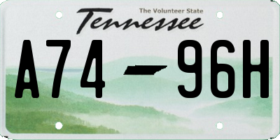 TN license plate A7496H