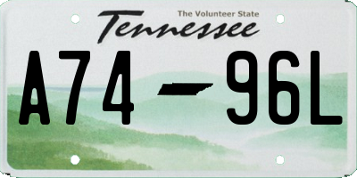TN license plate A7496L