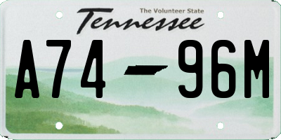 TN license plate A7496M