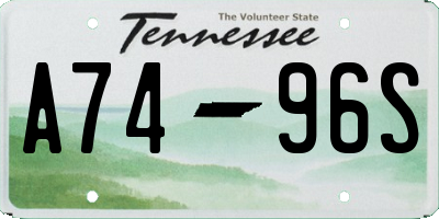 TN license plate A7496S
