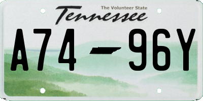 TN license plate A7496Y