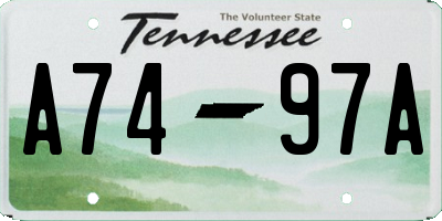 TN license plate A7497A