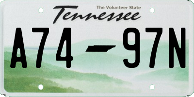 TN license plate A7497N