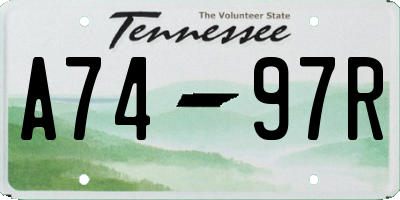 TN license plate A7497R