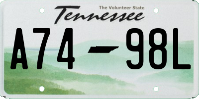 TN license plate A7498L