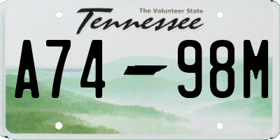 TN license plate A7498M