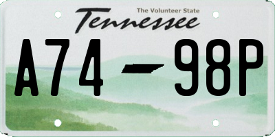 TN license plate A7498P