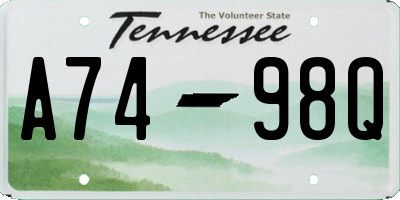 TN license plate A7498Q