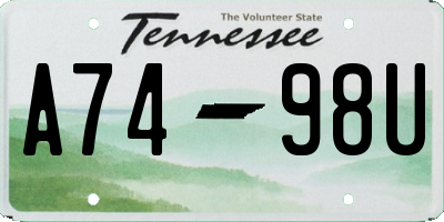 TN license plate A7498U