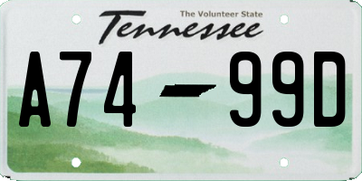 TN license plate A7499D