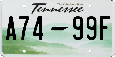TN license plate A7499F
