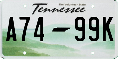 TN license plate A7499K