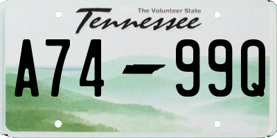TN license plate A7499Q