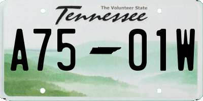 TN license plate A7501W