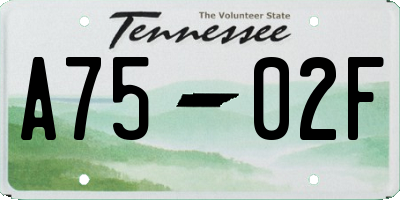 TN license plate A7502F