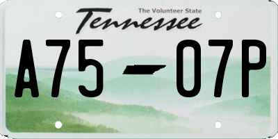 TN license plate A7507P