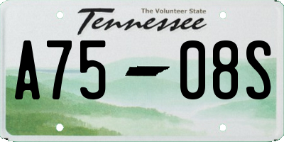 TN license plate A7508S