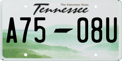 TN license plate A7508U