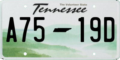 TN license plate A7519D