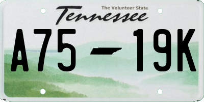 TN license plate A7519K
