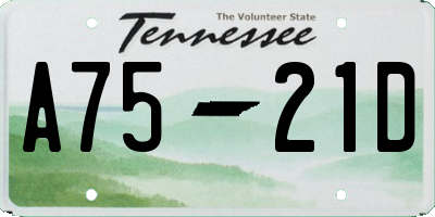 TN license plate A7521D