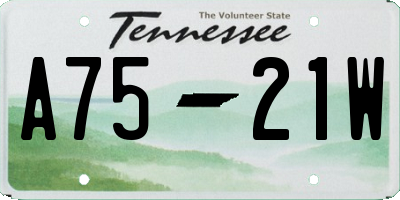 TN license plate A7521W
