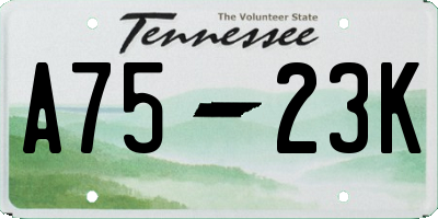 TN license plate A7523K