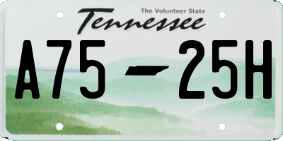 TN license plate A7525H