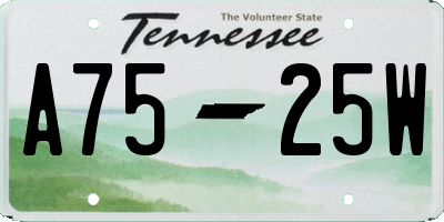 TN license plate A7525W