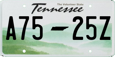 TN license plate A7525Z