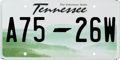 TN license plate A7526W