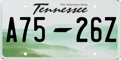 TN license plate A7526Z