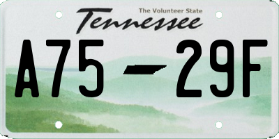 TN license plate A7529F