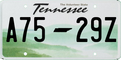 TN license plate A7529Z