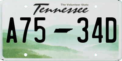 TN license plate A7534D