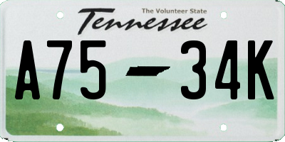 TN license plate A7534K