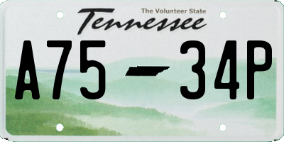 TN license plate A7534P