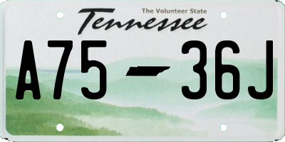 TN license plate A7536J