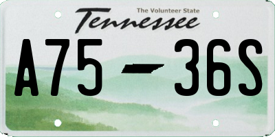 TN license plate A7536S