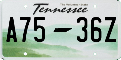 TN license plate A7536Z