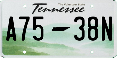 TN license plate A7538N