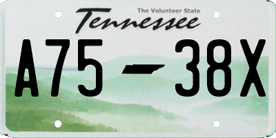 TN license plate A7538X