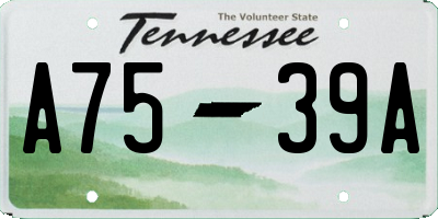 TN license plate A7539A