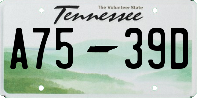 TN license plate A7539D