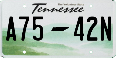 TN license plate A7542N
