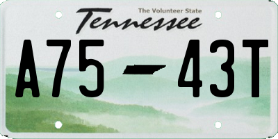 TN license plate A7543T