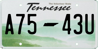 TN license plate A7543U