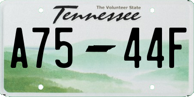TN license plate A7544F