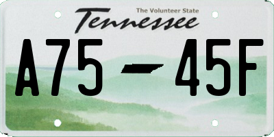 TN license plate A7545F