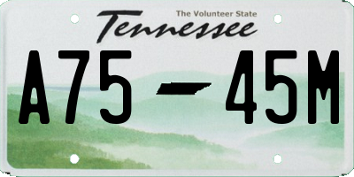 TN license plate A7545M
